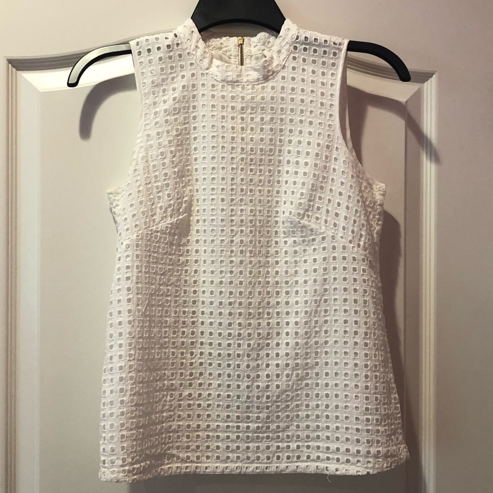White high neck textured J. Crew tank (petite 0)